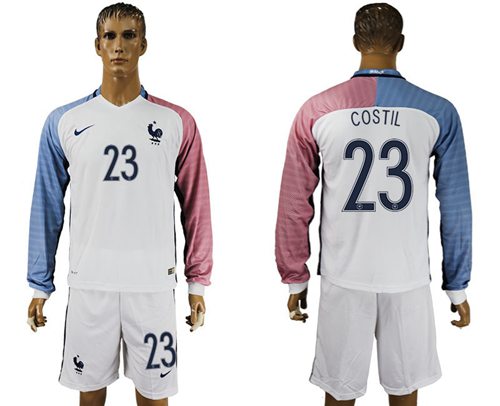 France #23 Costil Away Long Sleeves Soccer Country Jersey